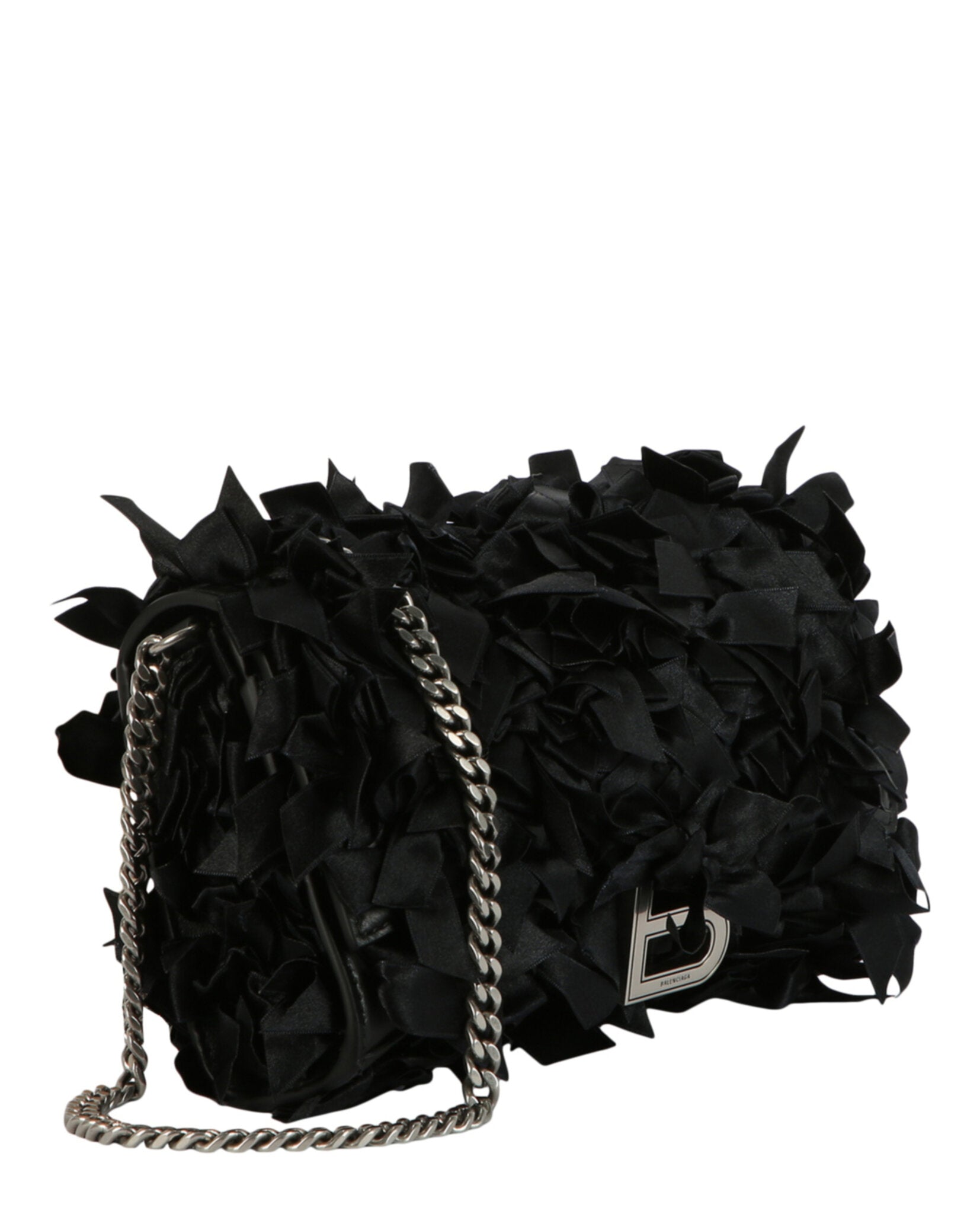 Balenciaga Womens Hourglass Satin Bow Wallet On Chain