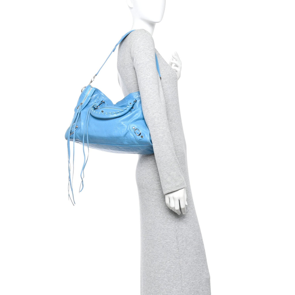 Agneau Classic Silver Hardware City Bleu Azur Clair