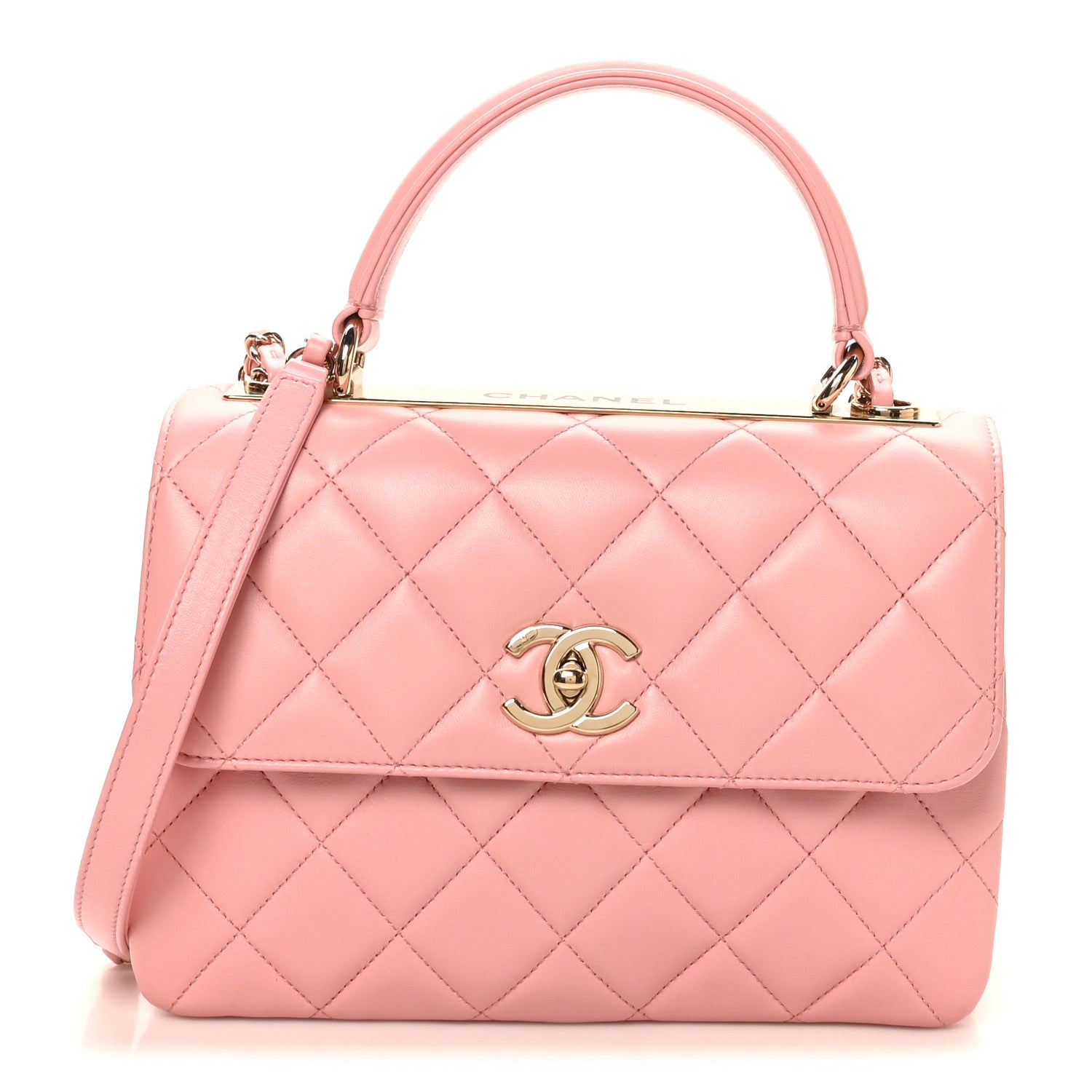 Lambskin Quilted Small Trendy CC Flap Dual Handle Bag Light Pink