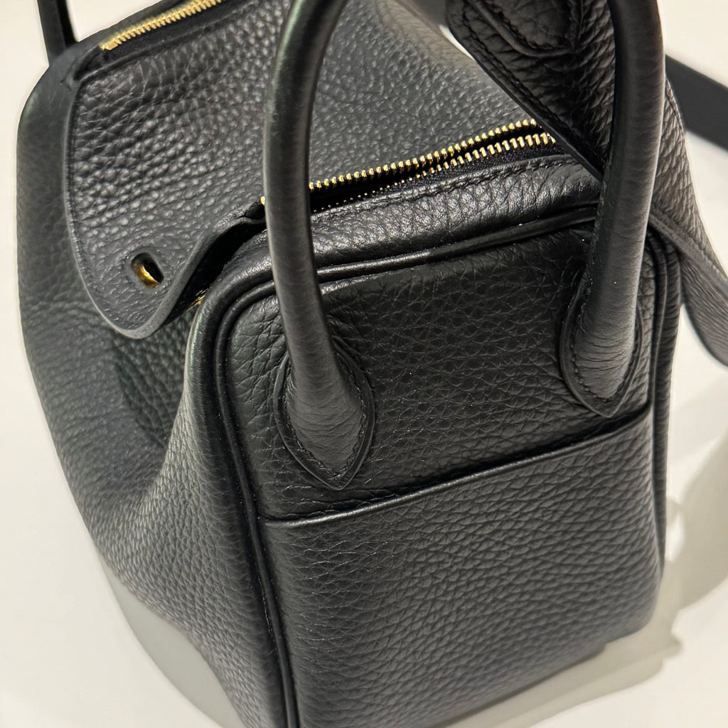 HERMÈS MINI LINDY 19 BLACK TC LEATHER WITH GOLD HARDWARE STAMP B