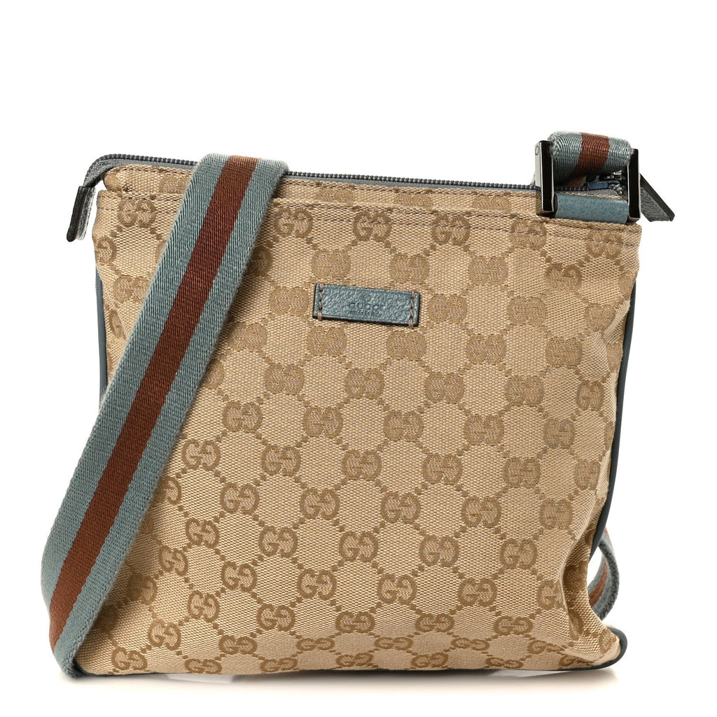 Monogram Web Small Flat Messenger Bag Blue