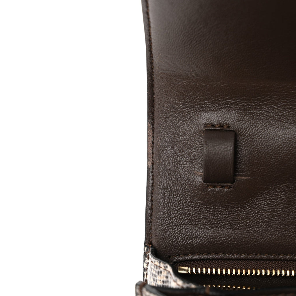 Lizard Small Classic Box Flap Bag Natural