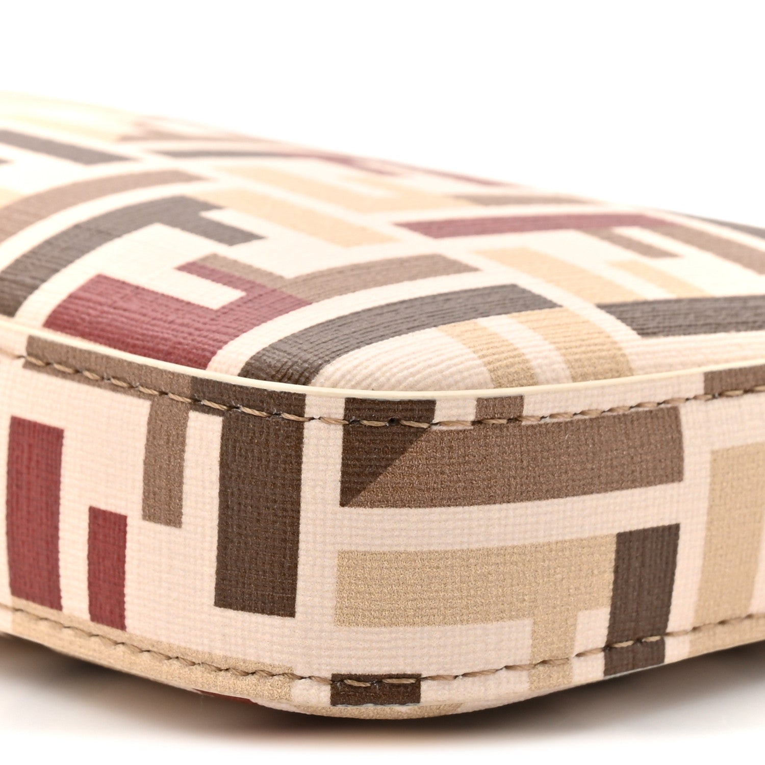 Fabric Jacquard Vitello Grace FF 1974 Baguette Pouch Grezzo Multicolor Soft Gold