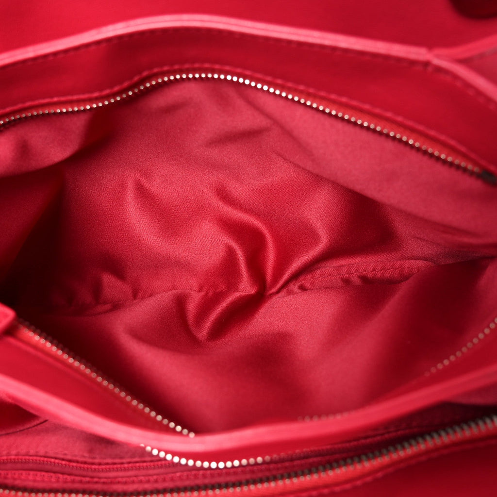 Lambskin Quilted Accordion Shopping Tote Dark Pink