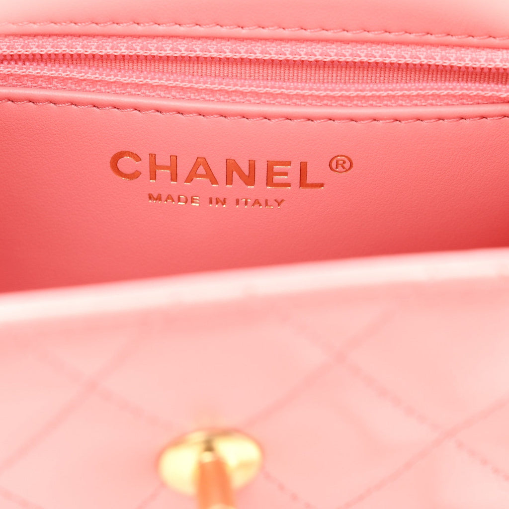 Shiny Aged Calfskin Quilted Nano Kelly Shopper Coral Pink
