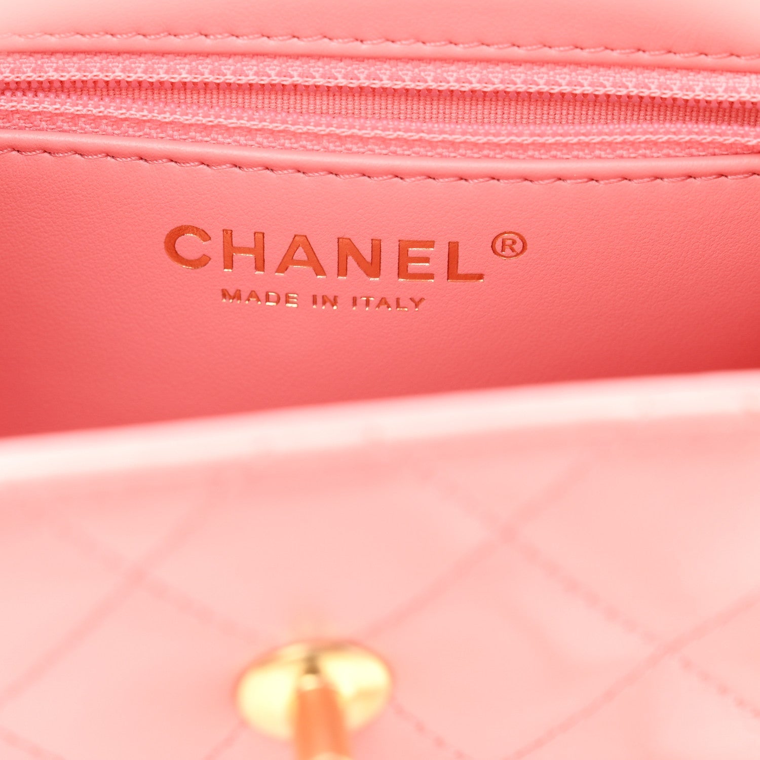 Shiny Aged Calfskin Quilted Nano Kelly Shopper Coral Pink