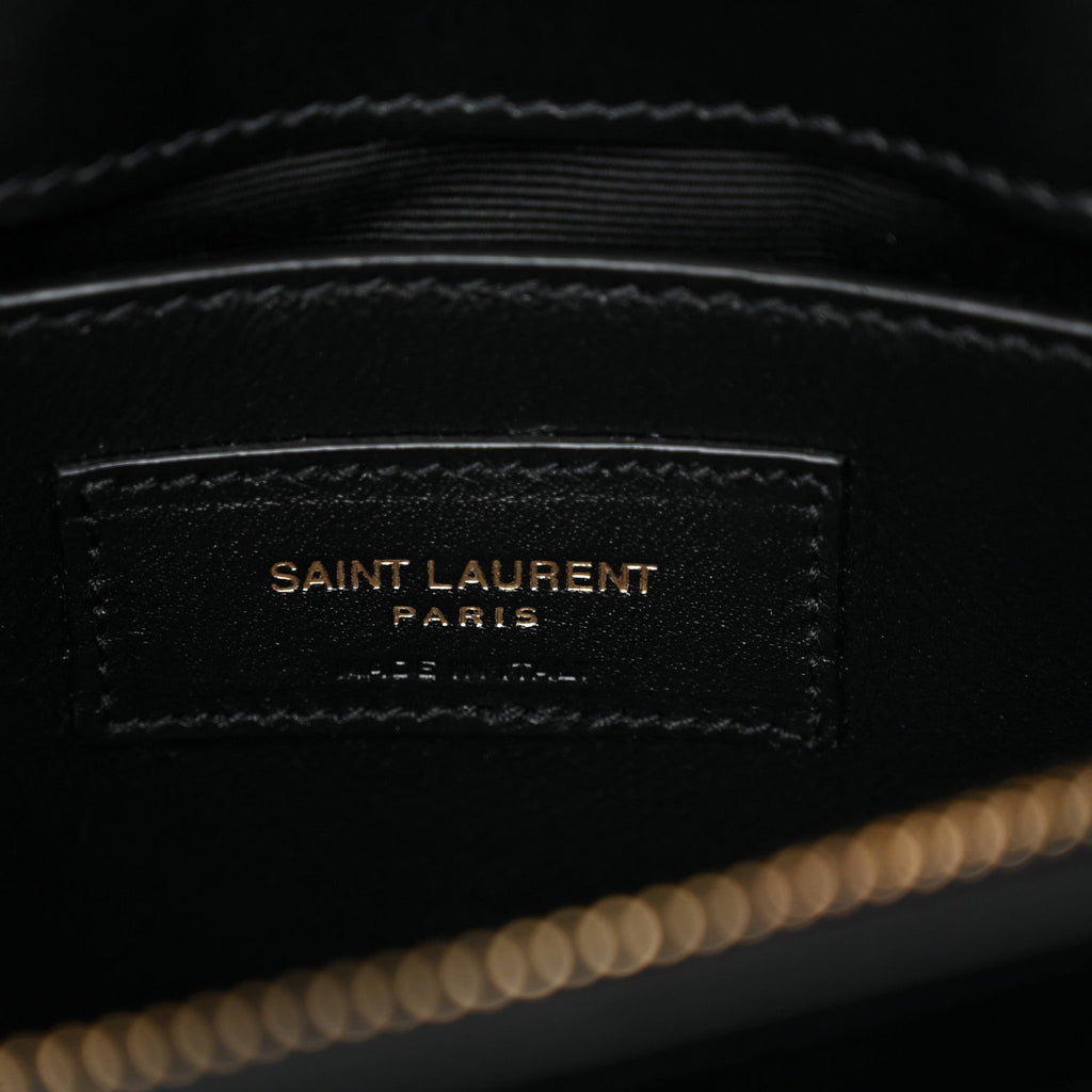 Calfskin Y Quilted Monogram Small Loulou Chain Satchel Black