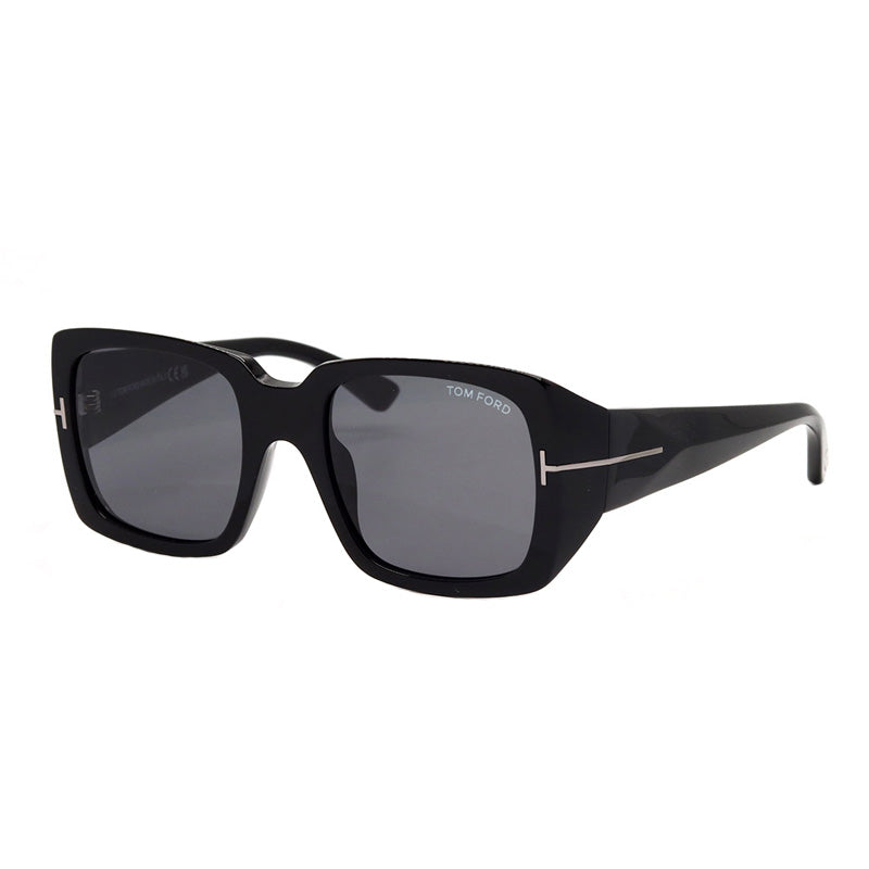 Tom Ford Sunglasses Square Full Rim, Shiny Black Frame and Smoke Lens FT1035-N01A