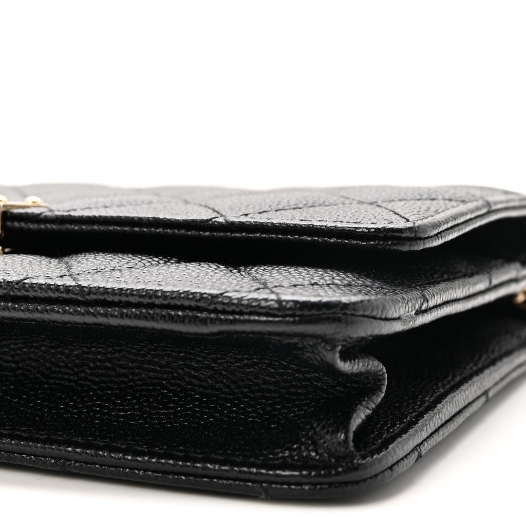 Caviar Quilted Golden Class Wallet On Chain WOC Black