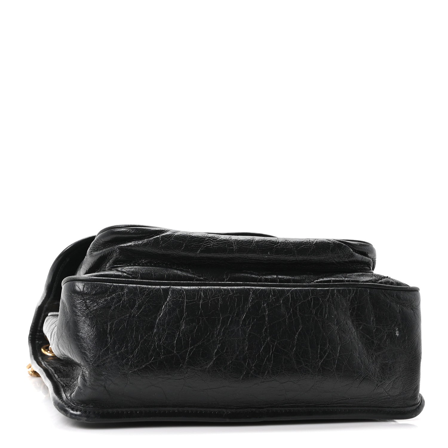 Crinkled Calfskin Matelasse Monogram Medium Niki Chain Satchel Black