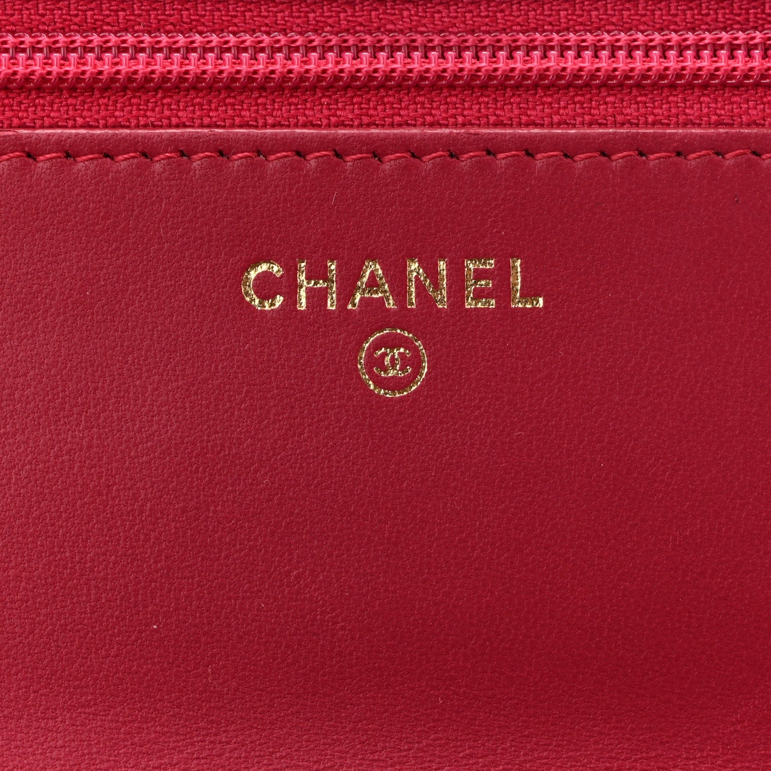 Lambskin Quilted Trendy CC Wallet On Chain WOC Dark Pink
