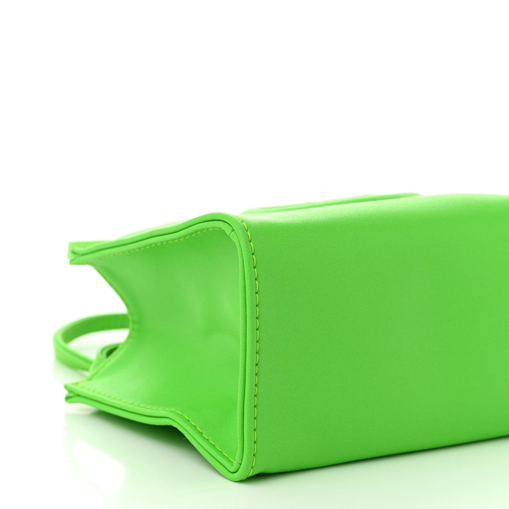 Vegan Leather Small Shopping Bag Highlighter Green