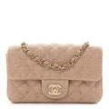 Braided Raffia Quilted Mini Rectangular Flap Dark Beige