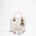 Christian Dior White Small Lady Dior Bag in Cannage Lambskin 2017