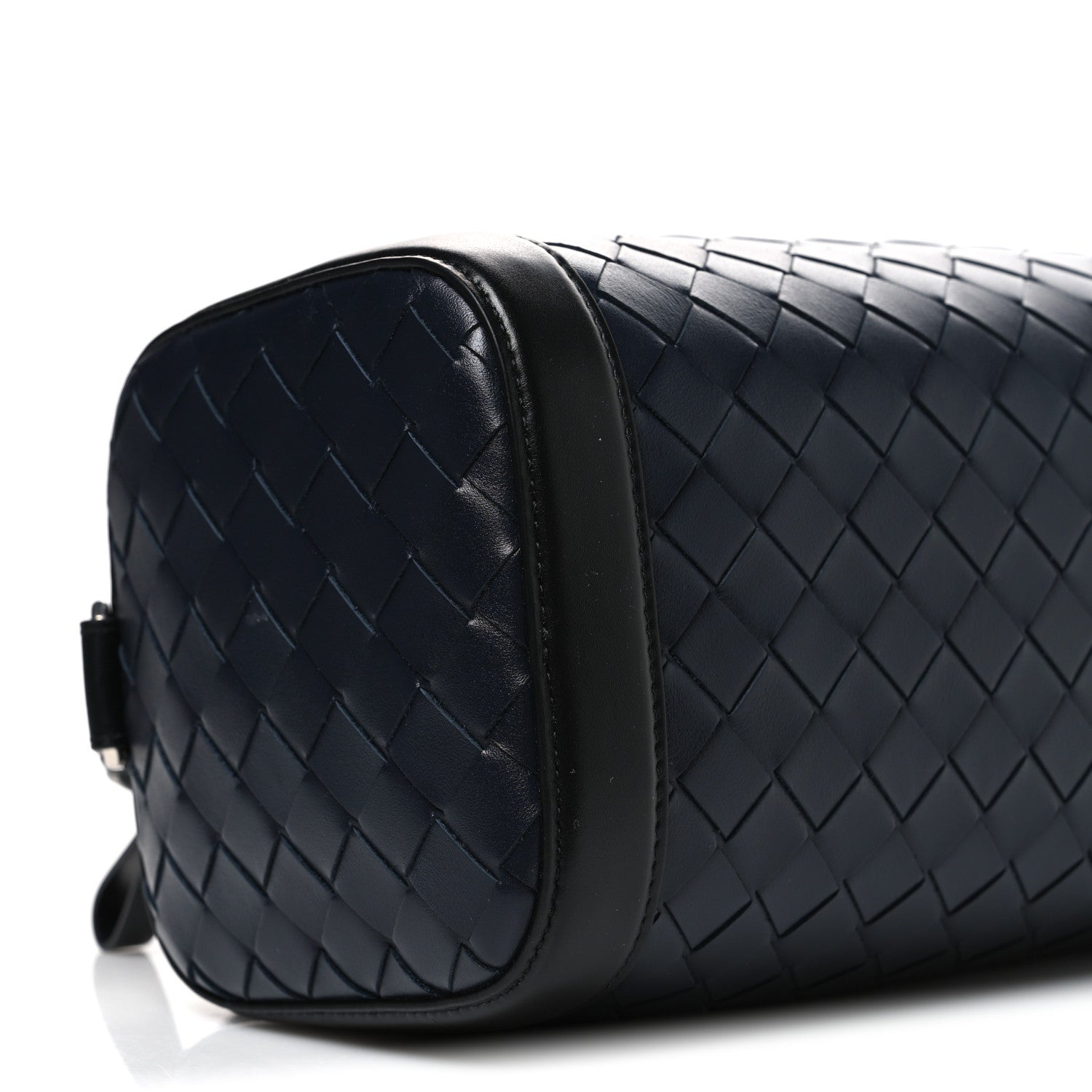 Lambskin Intrecciato Brick Messenger Bag Navy Black