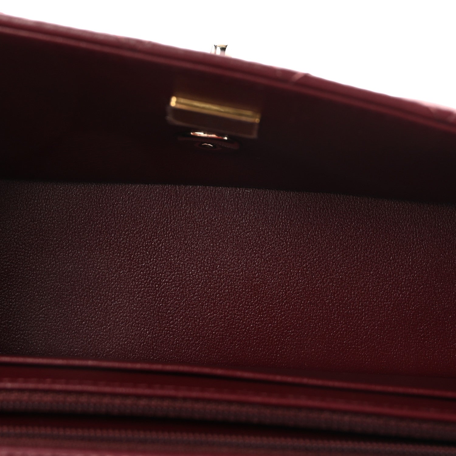 Lambskin Quilted Top Handle East West Flap Dark Burgundy