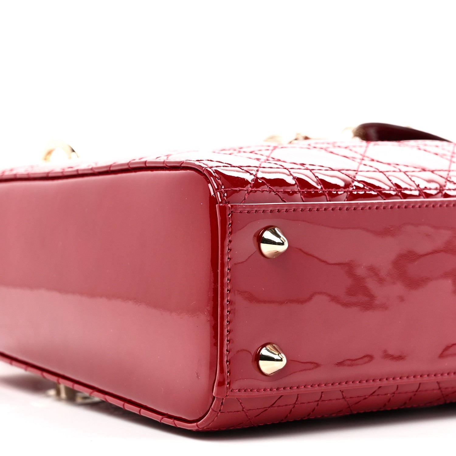 Patent Cannage Small Lady Dior Cherry Red