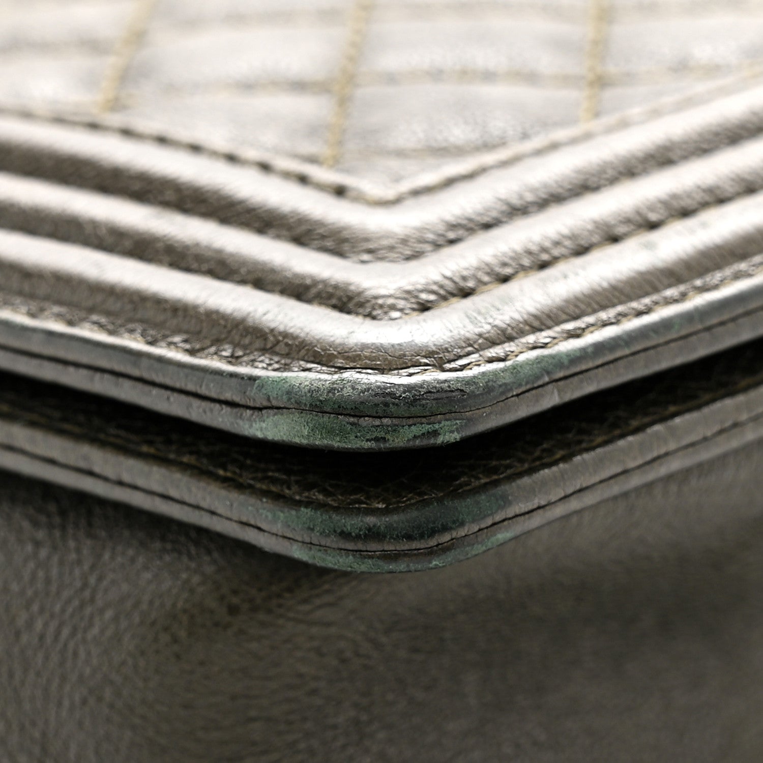 Calfskin Quilted Large Boy Flap Green