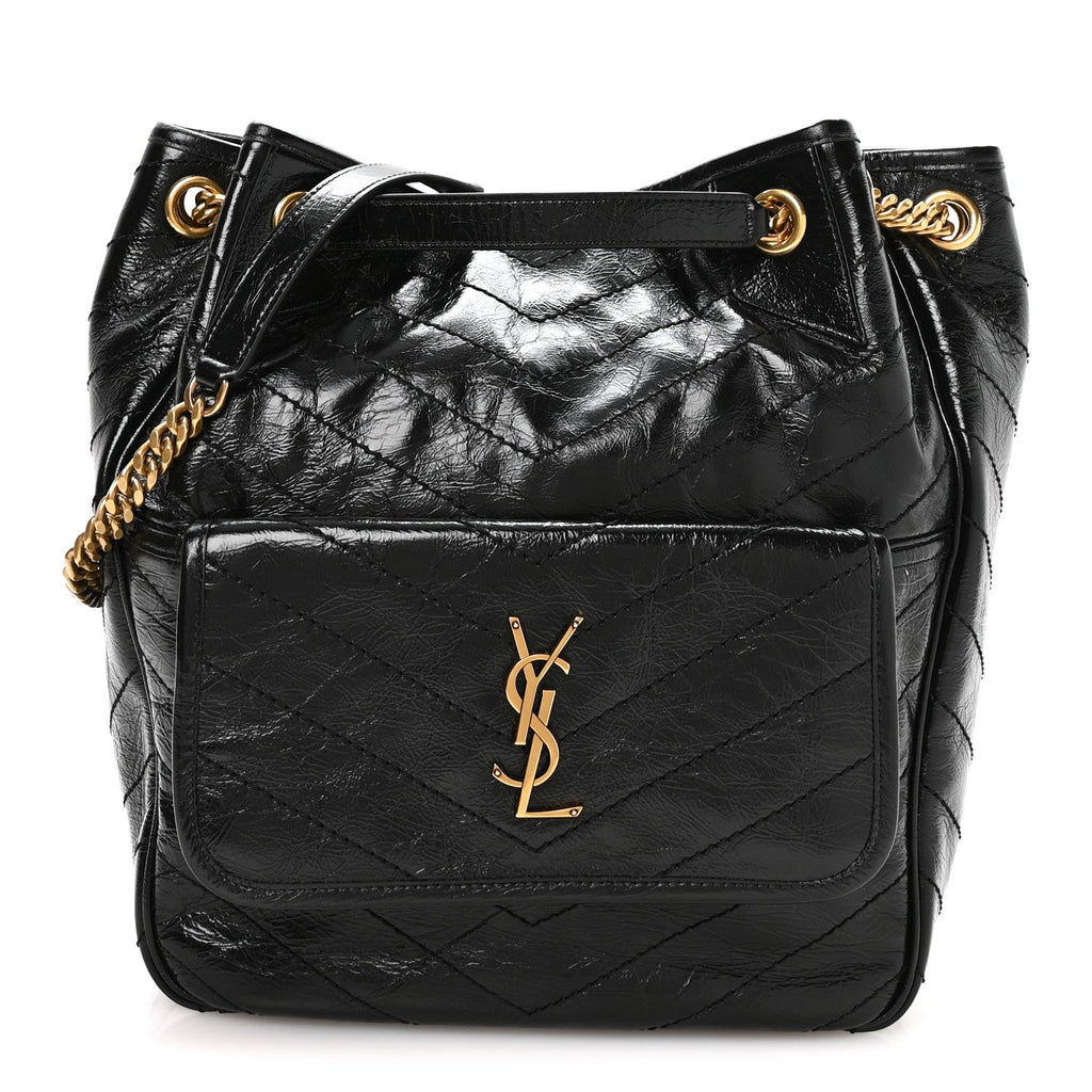 Crinkled Calfskin Matelasse Monogram Niki Multipocket Shopping Tote Black
