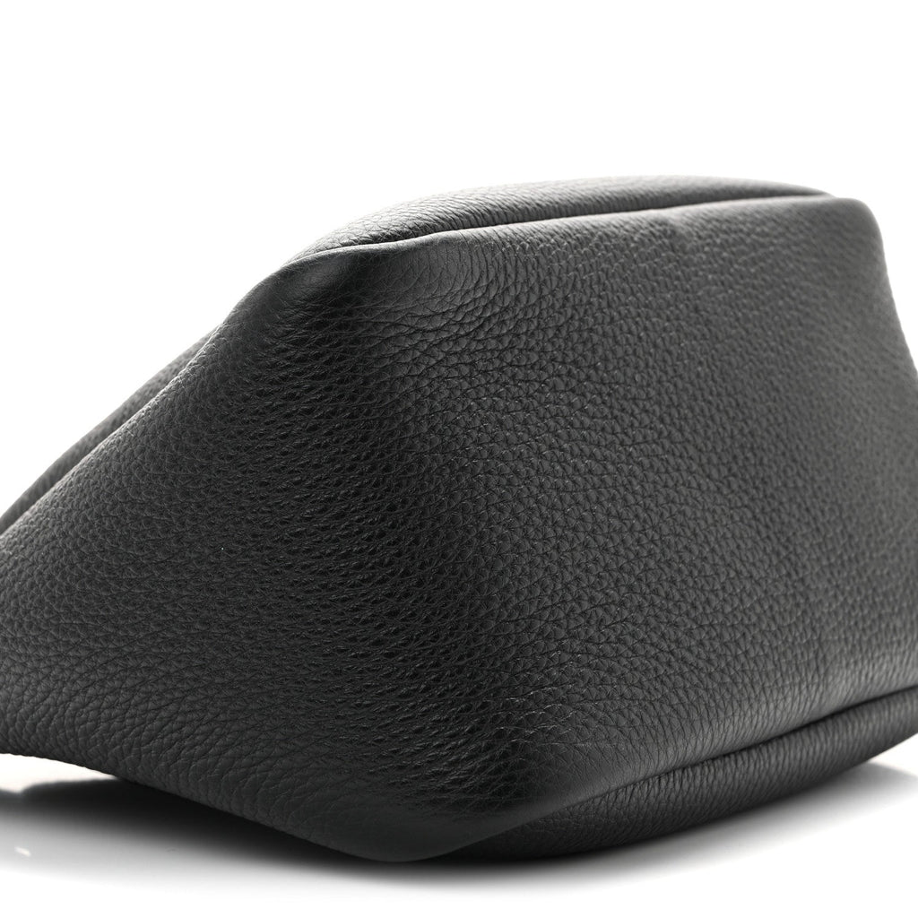 Vitello Daino Soft Mini Zippered Top Handle Bag Black