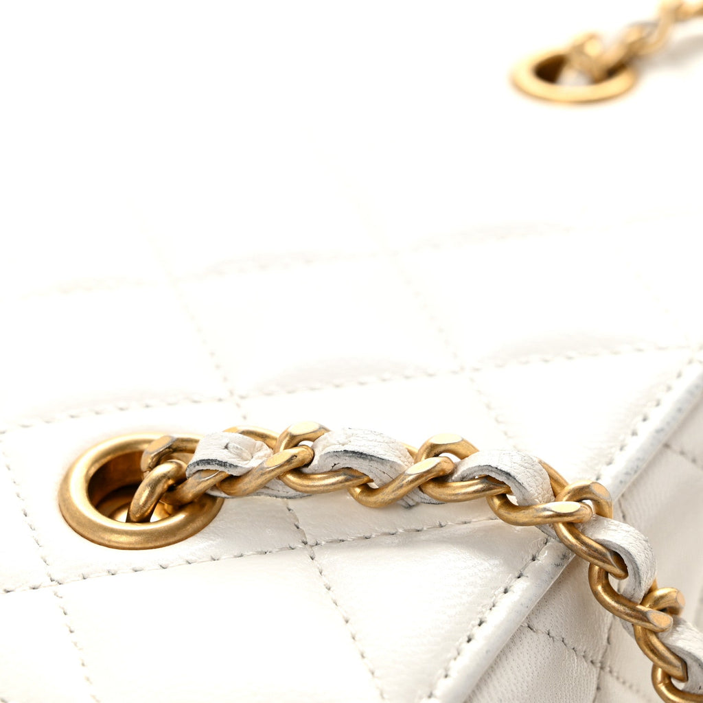Goatskin Quilted Punk Essentials Vanity Case With Chain White