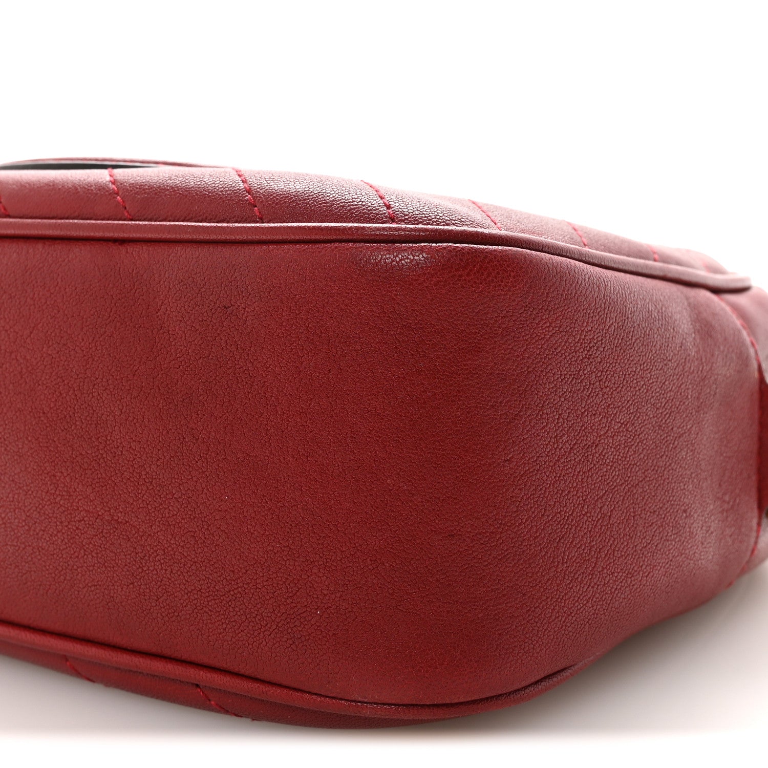 Sakai Be Green Calfskin Diagonal Stitched Small Blondie Shoulder Bag Rosso