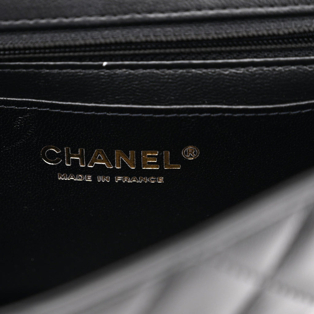 Lambskin Quilted Mini Rectangular Flap Black