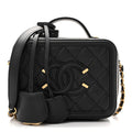 Caviar Quilted Small CC Filigree Vanity Case Black