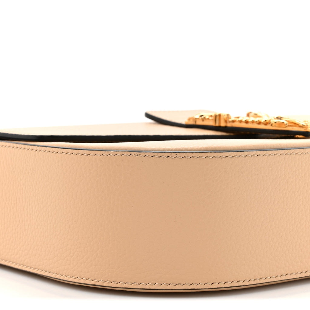 Grained Calfskin Virtus Shoulder Bag Beige