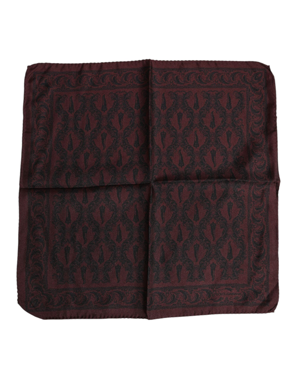 Dolce & Gabbana Maroon Black Printed Square Men Foulard Men's Scarf