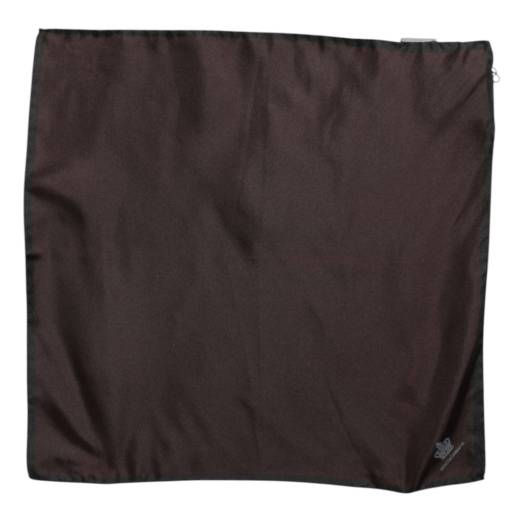 Dolce & Gabbana Brown DG Crown Silk Square Men Foulard Men's Scarf