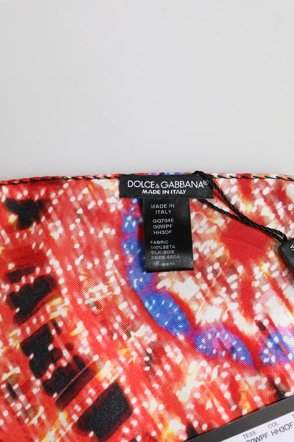 Dolce & Gabbana Black Multicolor Print Square Foulard Men's Scarf
