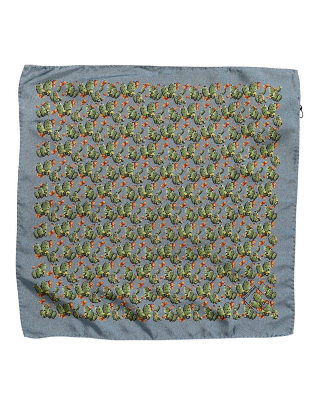 Dolce & Gabbana Gray Green Cactus Print Square Foulard Men's Scarf