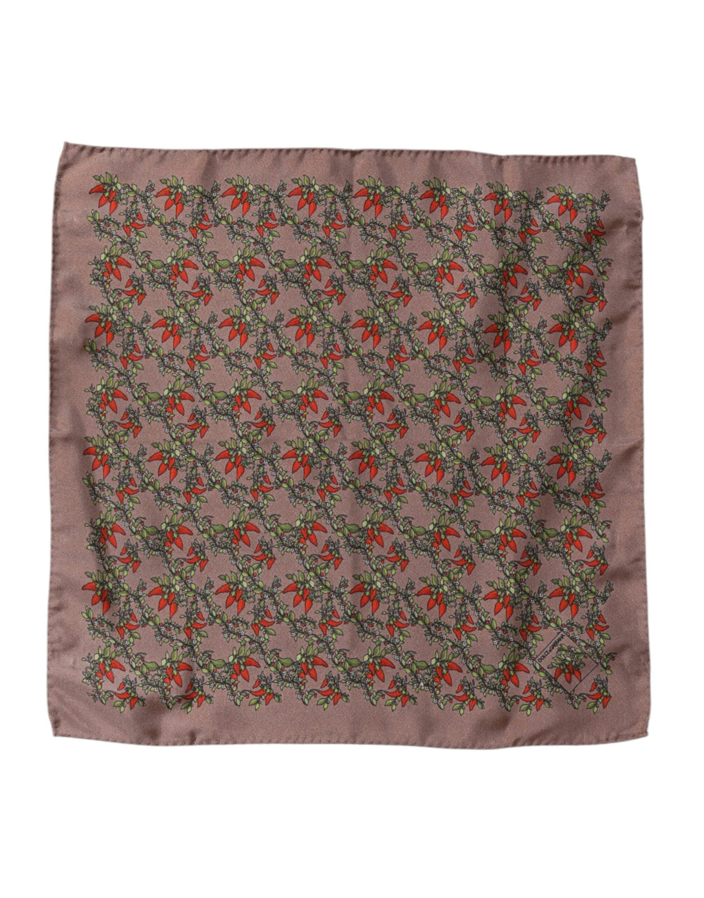 Dolce & Gabbana Brown Chilis Silk Square Men Foulard Men's Scarf