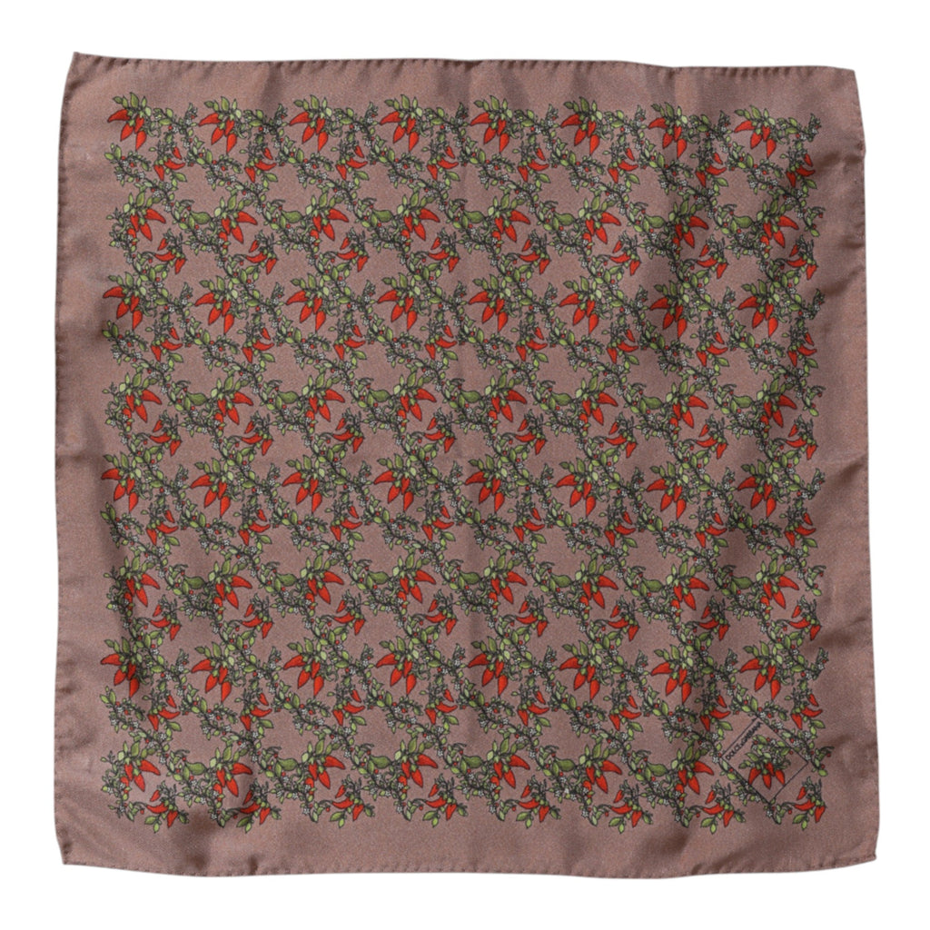 Dolce & Gabbana Brown Chilis Silk Square Men Foulard Men's Scarf