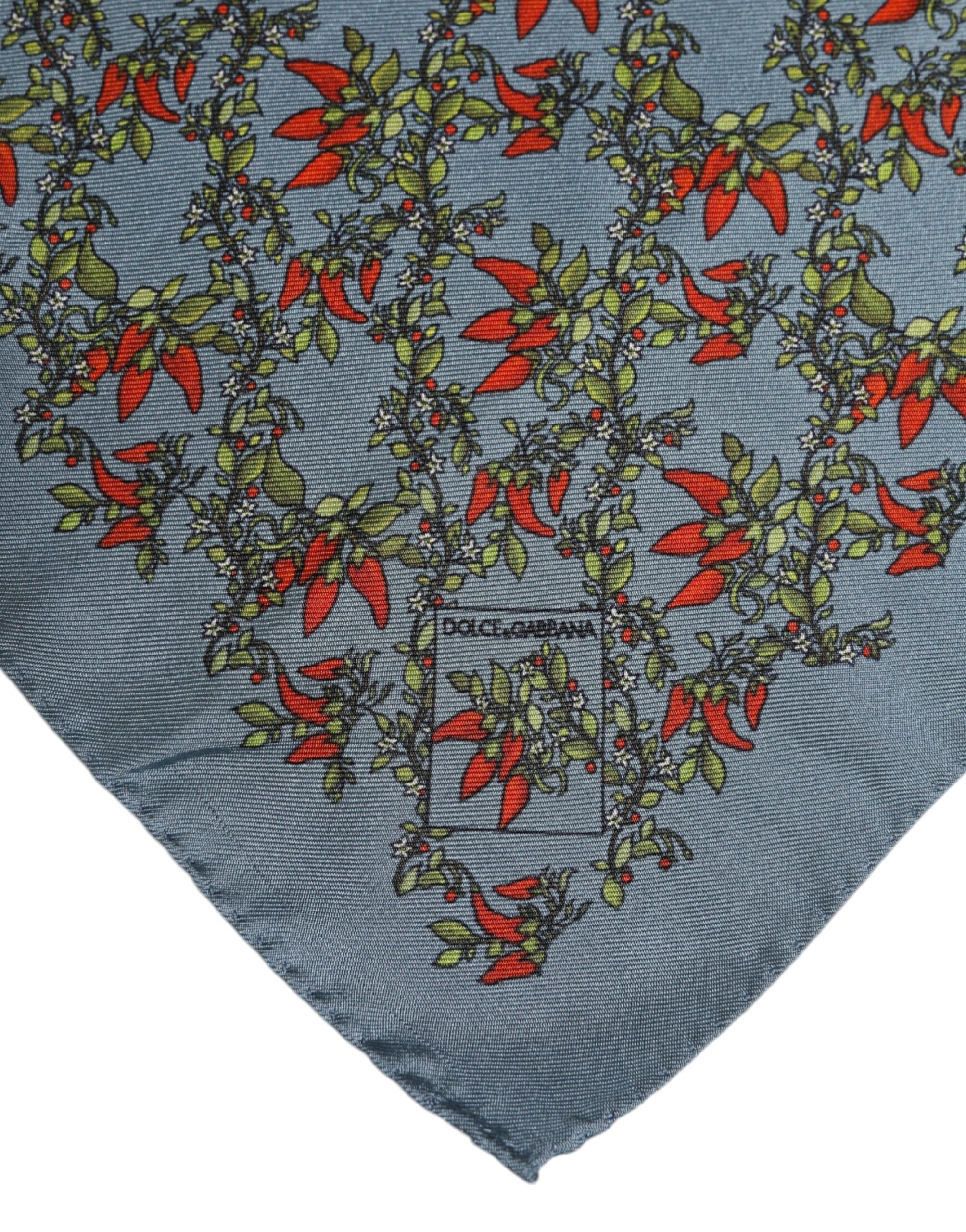 Dolce & Gabbana Gray Chilis Silk Square Men Foulard Men's Scarf