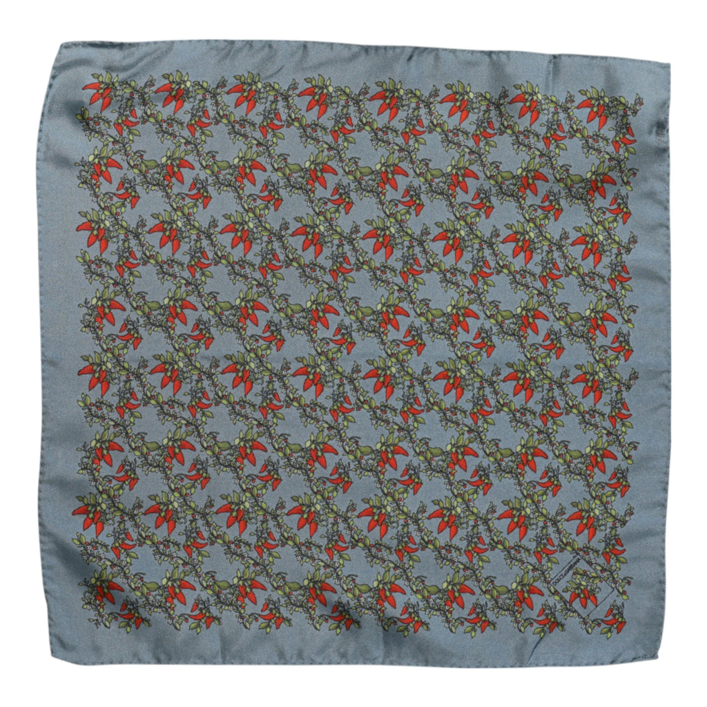 Dolce & Gabbana Gray Chilis Silk Square Men Foulard Men's Scarf