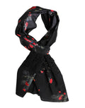Dolce & Gabbana Black Floral Print Neck Warmer Wrap Women's Scarf