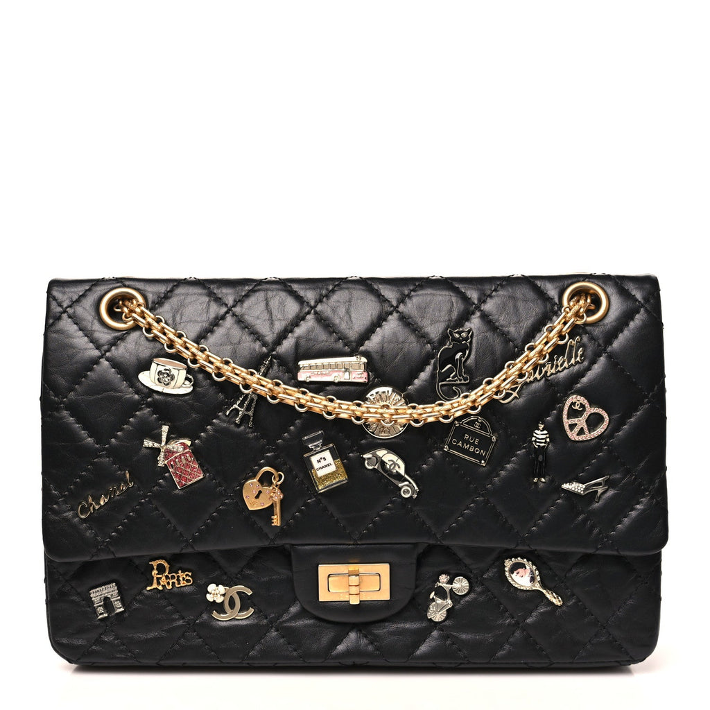 Aged Calfskin Lucky Charms 2.55 Reissue 226 Flap Black