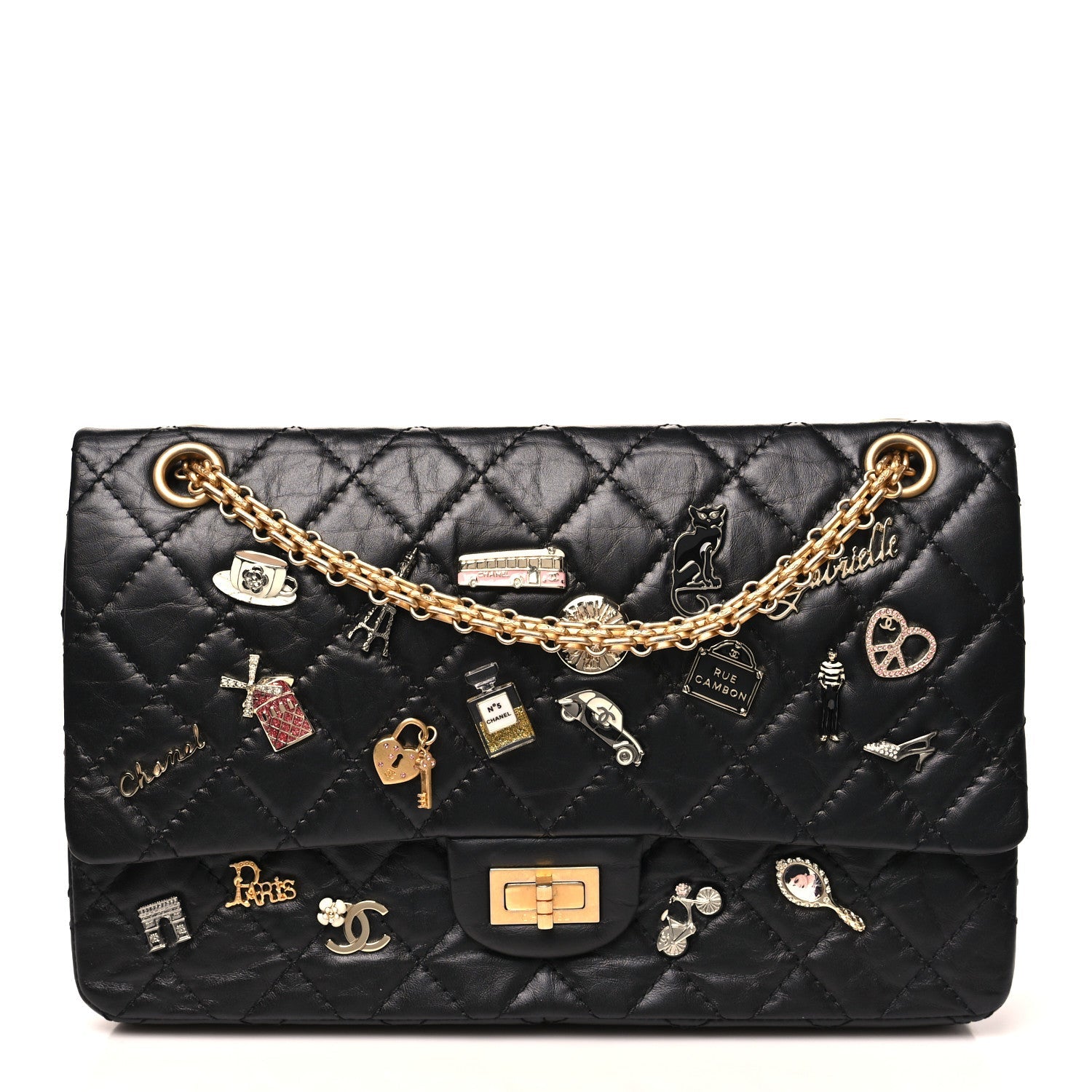 Aged Calfskin Lucky Charms 2.55 Reissue 226 Flap Black