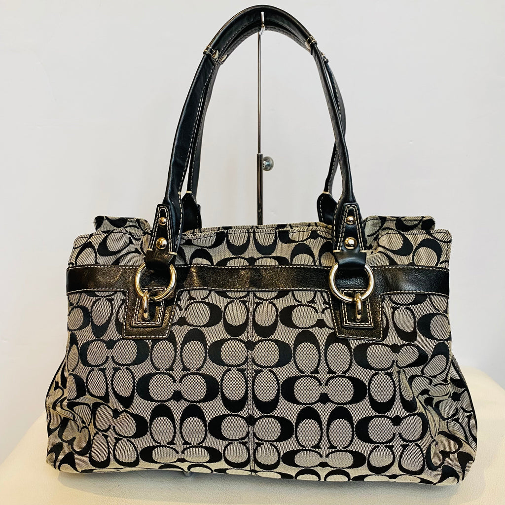 COACH Penelope Signature Black/Gray Tote Handbag F14692