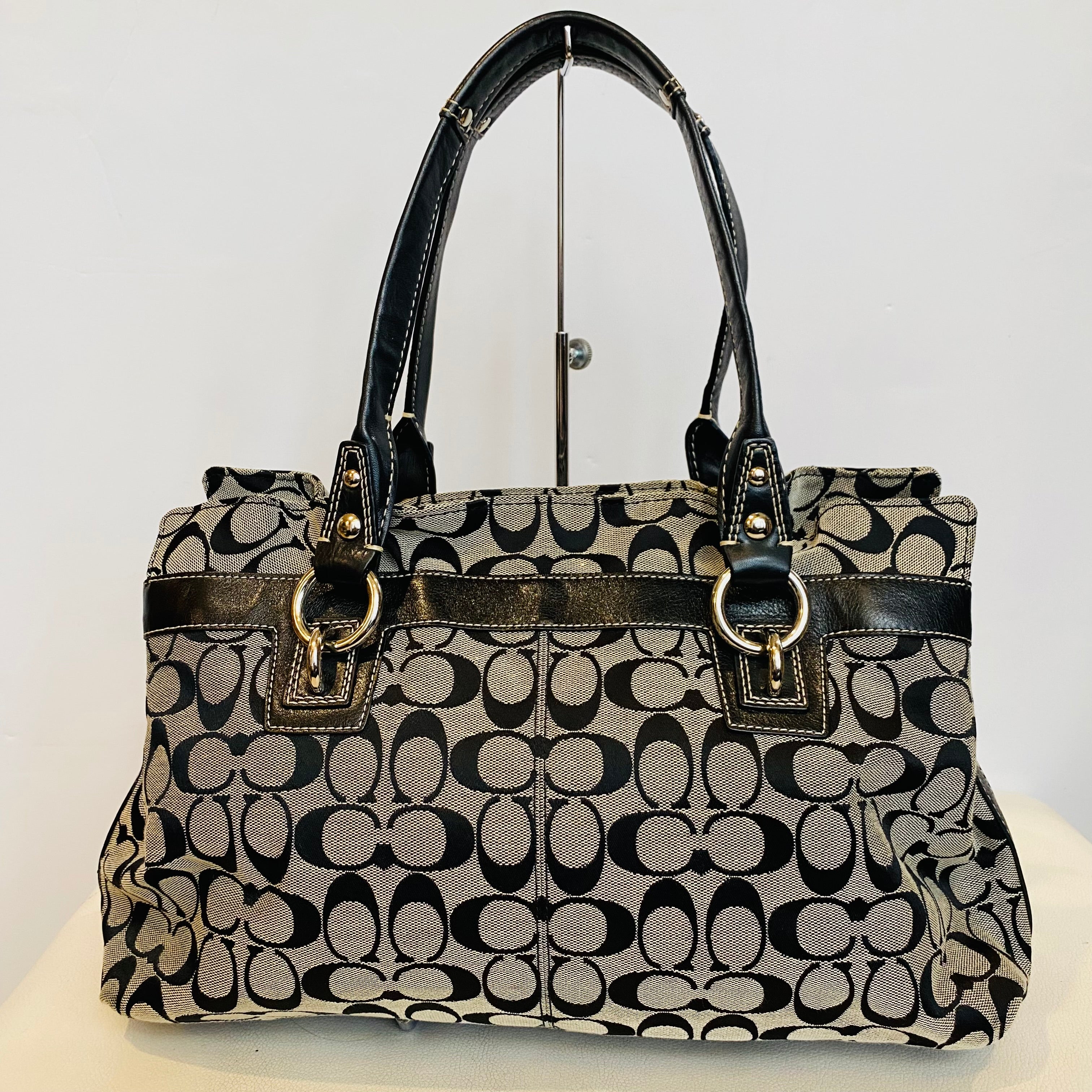 COACH Penelope Signature Black/Gray Tote Handbag F14692