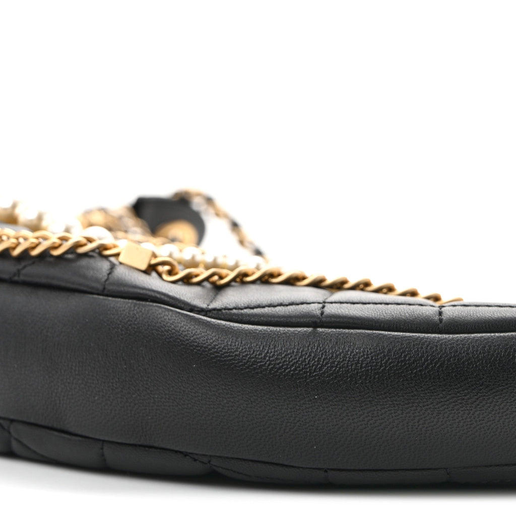 Lambskin Quilted All About Chains Hobo Black