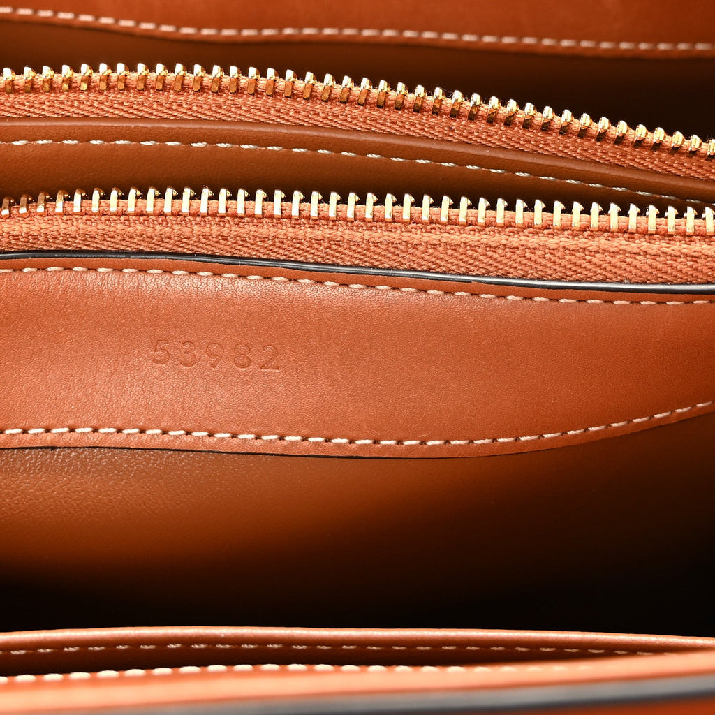Satinated Calfskin Small 16 Top Handle Bag Tan