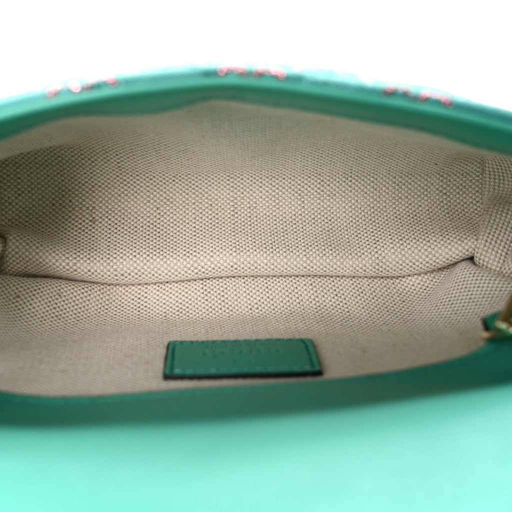 Canvas Lame GG Monogram Super Mini GG Marmont Shoulder Bag Turquoise Multicolor