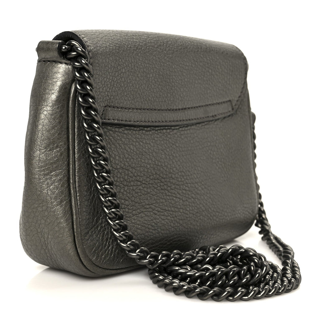 Metallic Pebbled Calfskin Small Soho Flap Crossbody Sasso