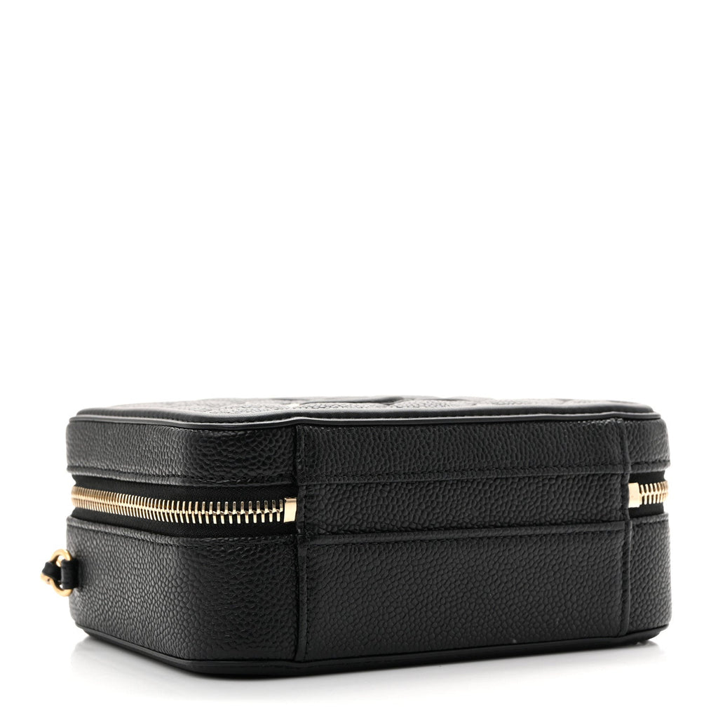Caviar Quilted Small CC Filigree Vanity Case Black