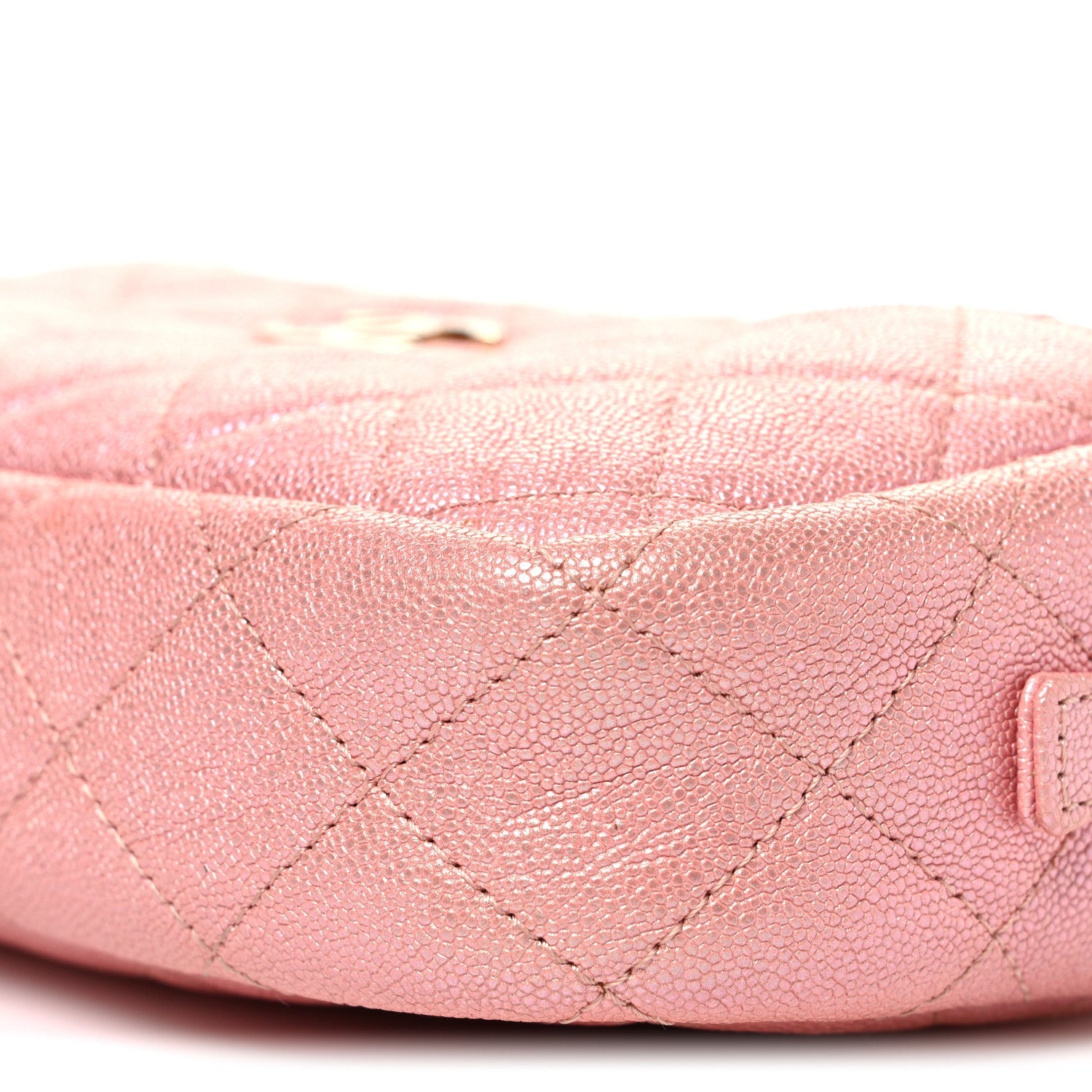 Iridescent Caviar Quilted Small Timeless Camera Case Pink