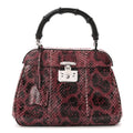Snakeskin Bamboo Medium Lady Lock Top Handle Bag Purple