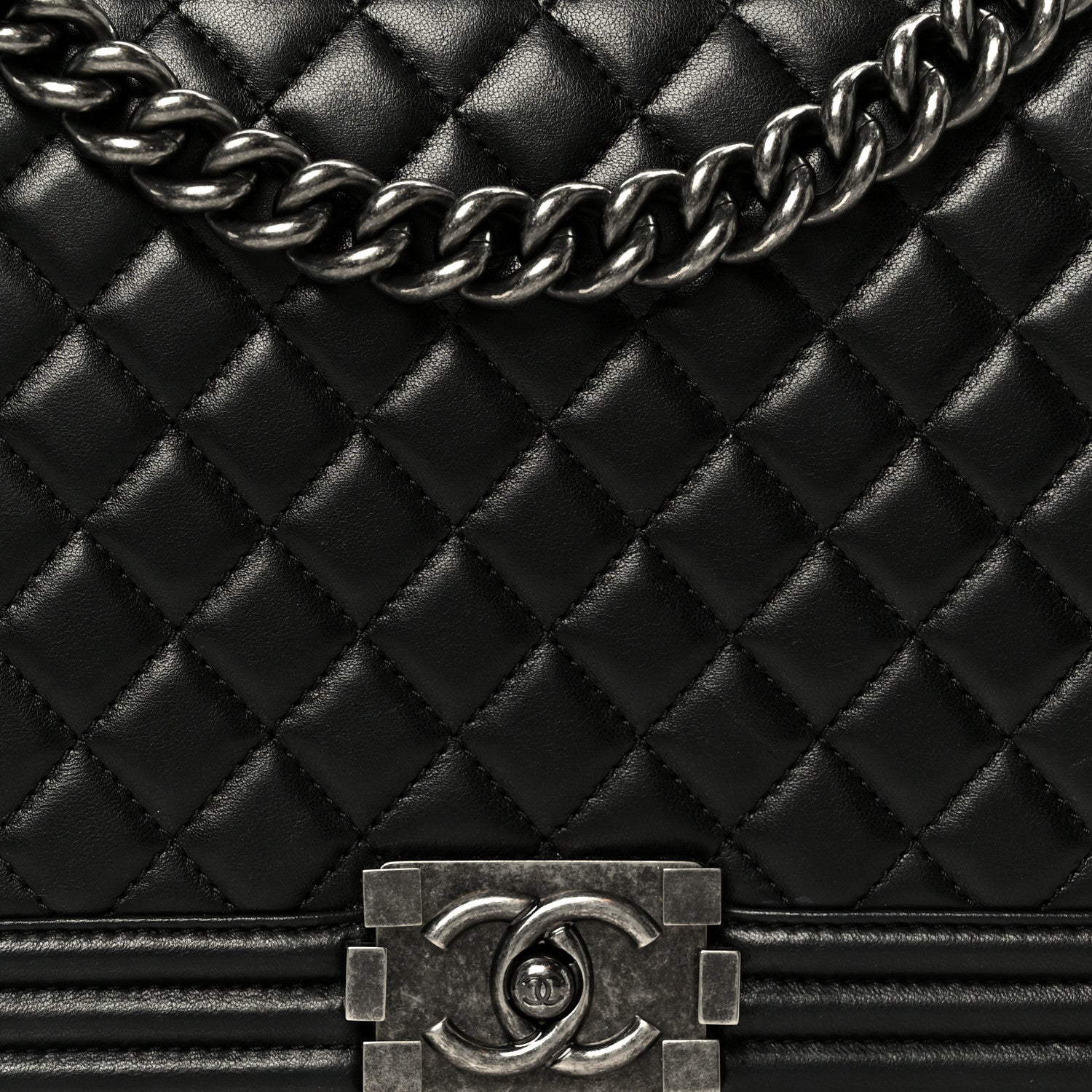 Calfskin Quilted New Medium Boy Flap Black